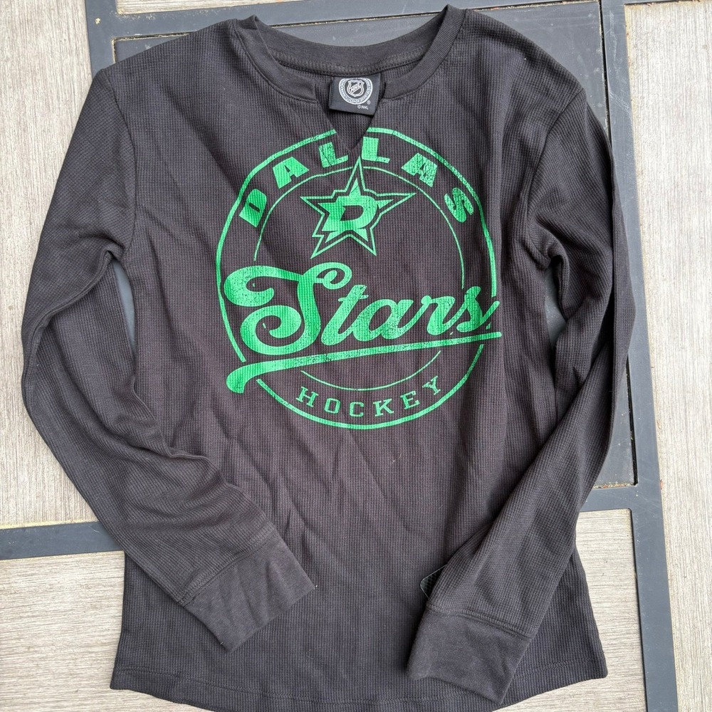 NHL Dallas‎ Stars Girls Long Sleeve Shirt Black Green L 10/12